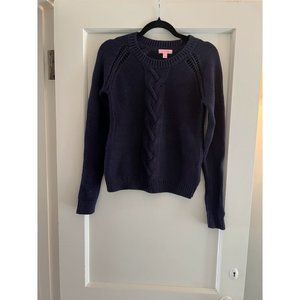Lilly Pulitzer Black Cable Knit Crew Neck Pullover Sweater Size S